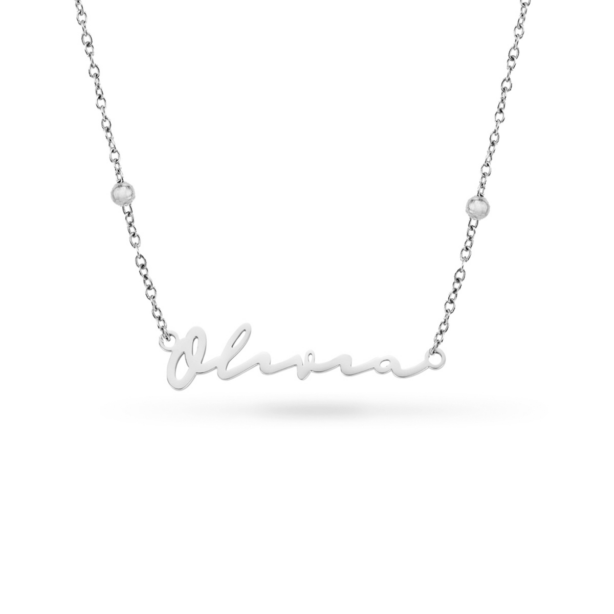 Matching Fine 'Mini & Me' Signature Name Necklace Set (Silver)