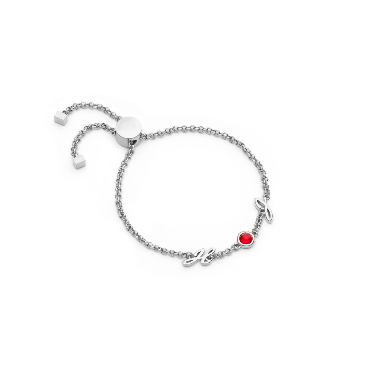 Made Mine Initials & Birthstone Bracelet (Silver)
