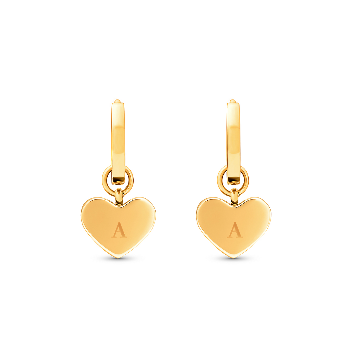 Pale Pink Opal Heart Huggie Earrings (Gold)