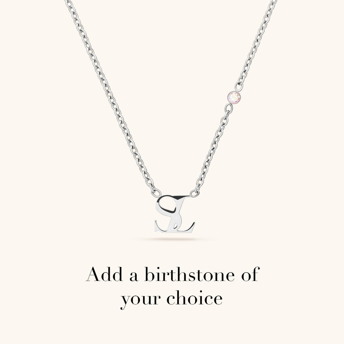 Mini Double Initial Necklace (Silver)