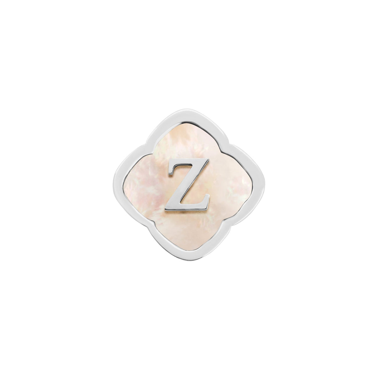Rosette Pearl Clover Charms (Silver) - Initials