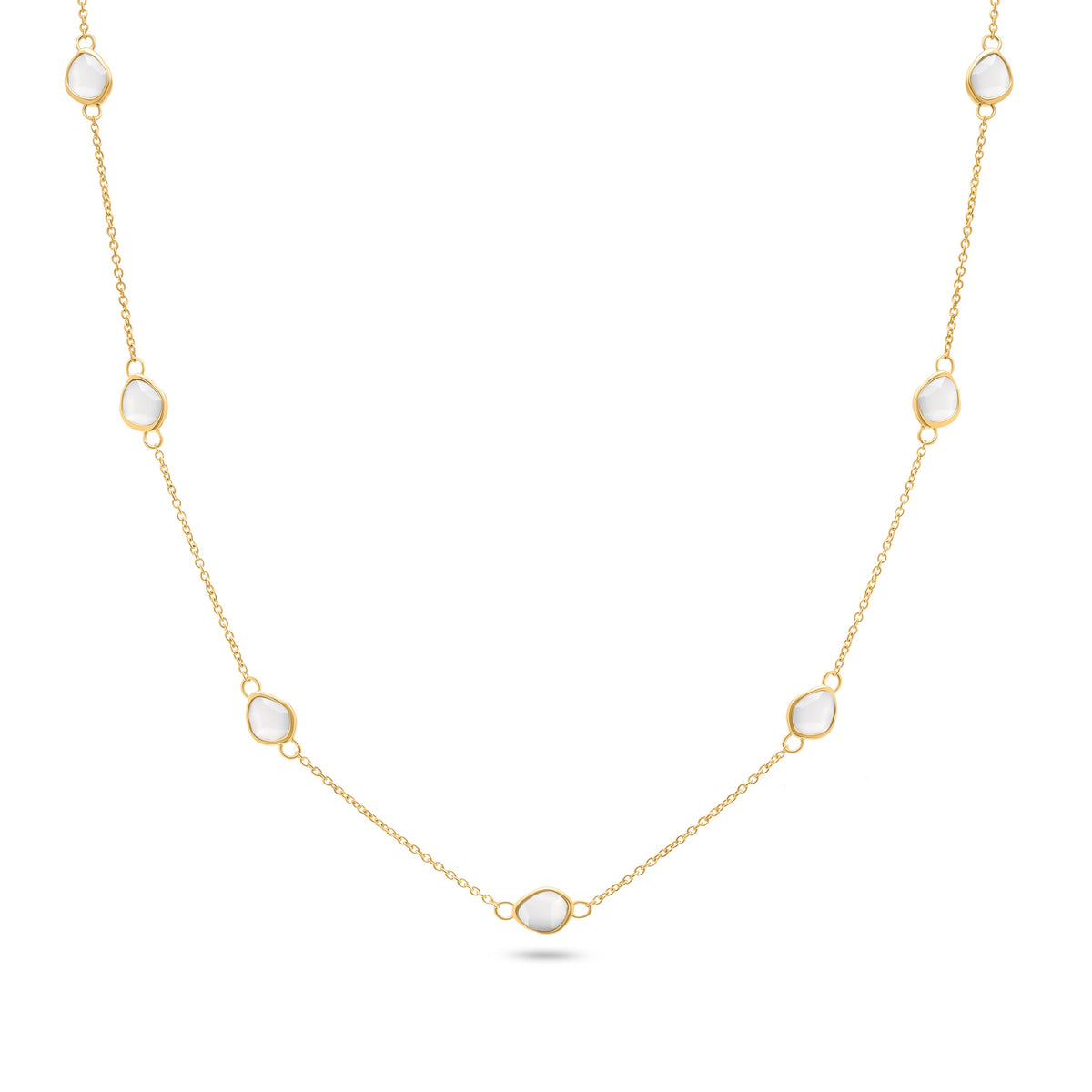Signature Cut Multi White Quartz Necklace (Gold)