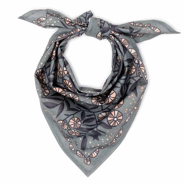 Bandana - Eleanor (Gray Floral) by Handker Bandanas