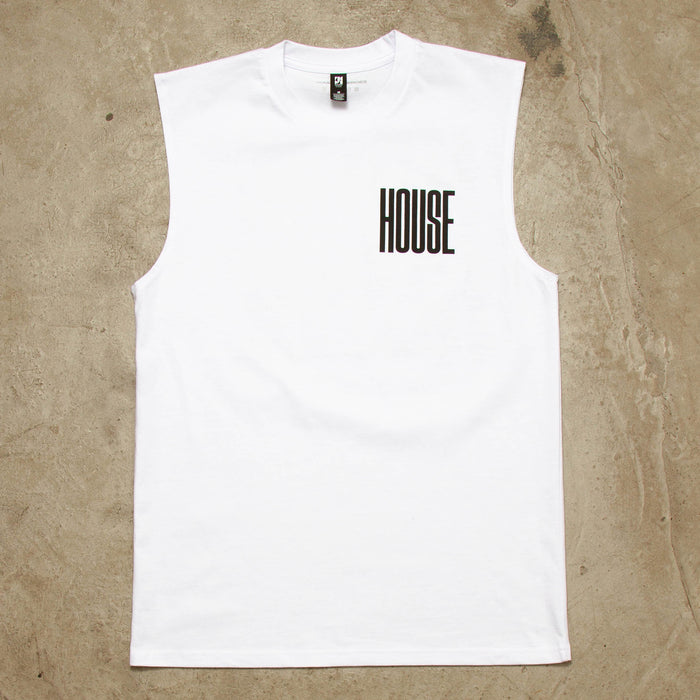 Higher House Back Print - Tank Tshirt - White