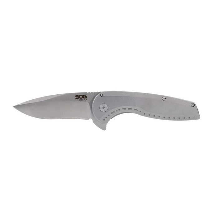 SOG Aegis FLK 2.0 Frame Lock 14-41-03-43 Stonewashed Stainless Steel Pocket Knife | SOG-14-41-03-43