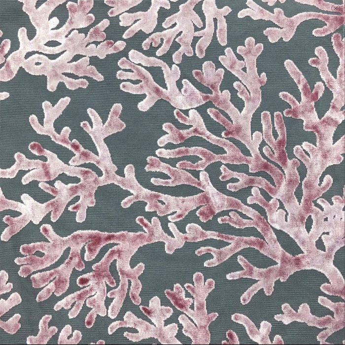 ST. TROPEZ - CORAL PATTERN BURNOUT VELVET DRAPERY & UPHOLSTERY FABRIC