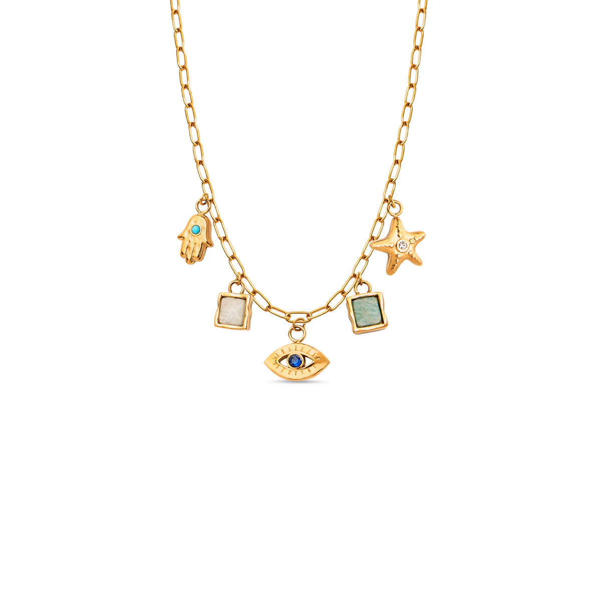 Made Mine Ocean Charm Necklace (Gold)