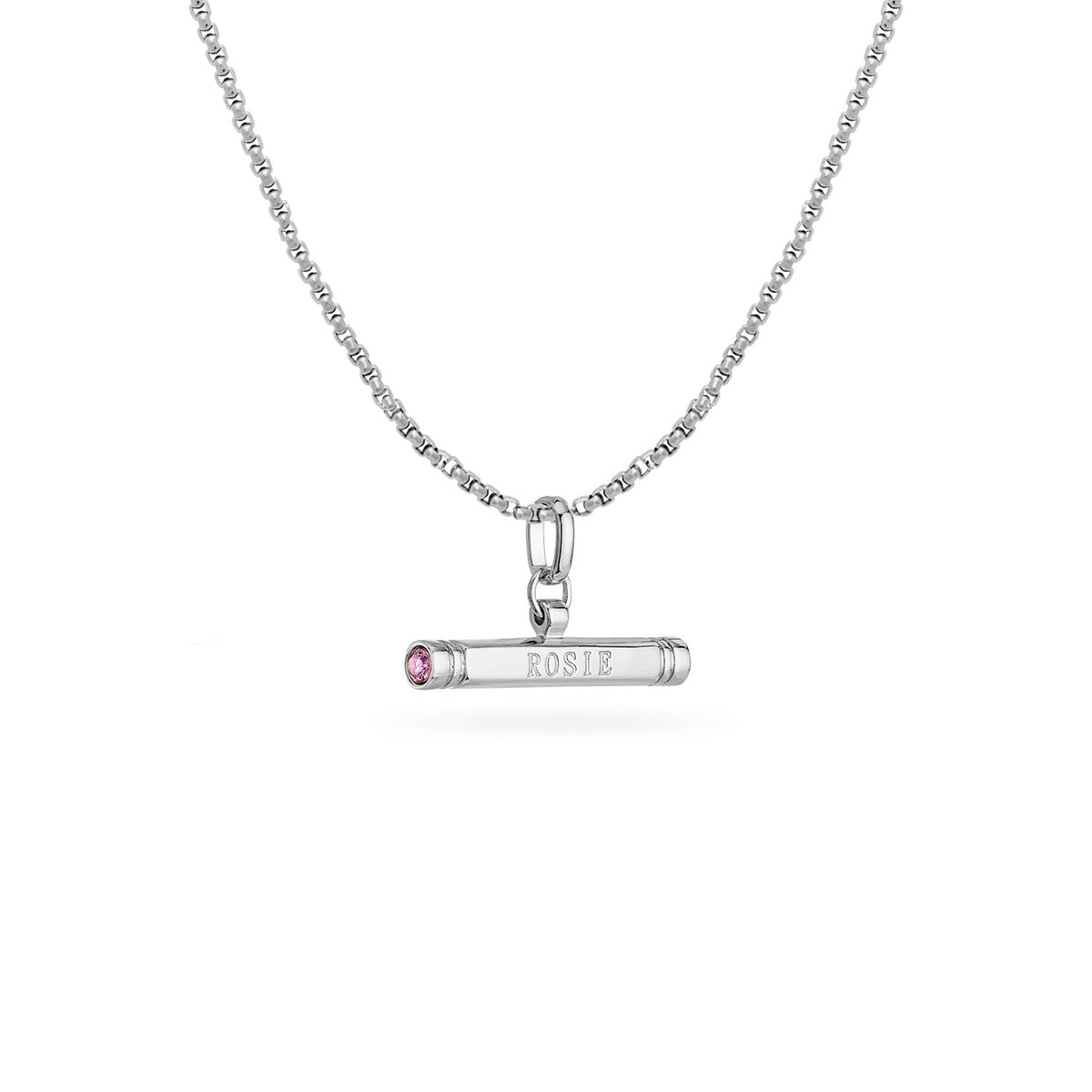 Custom Stamped T-Bar Necklace (Silver)