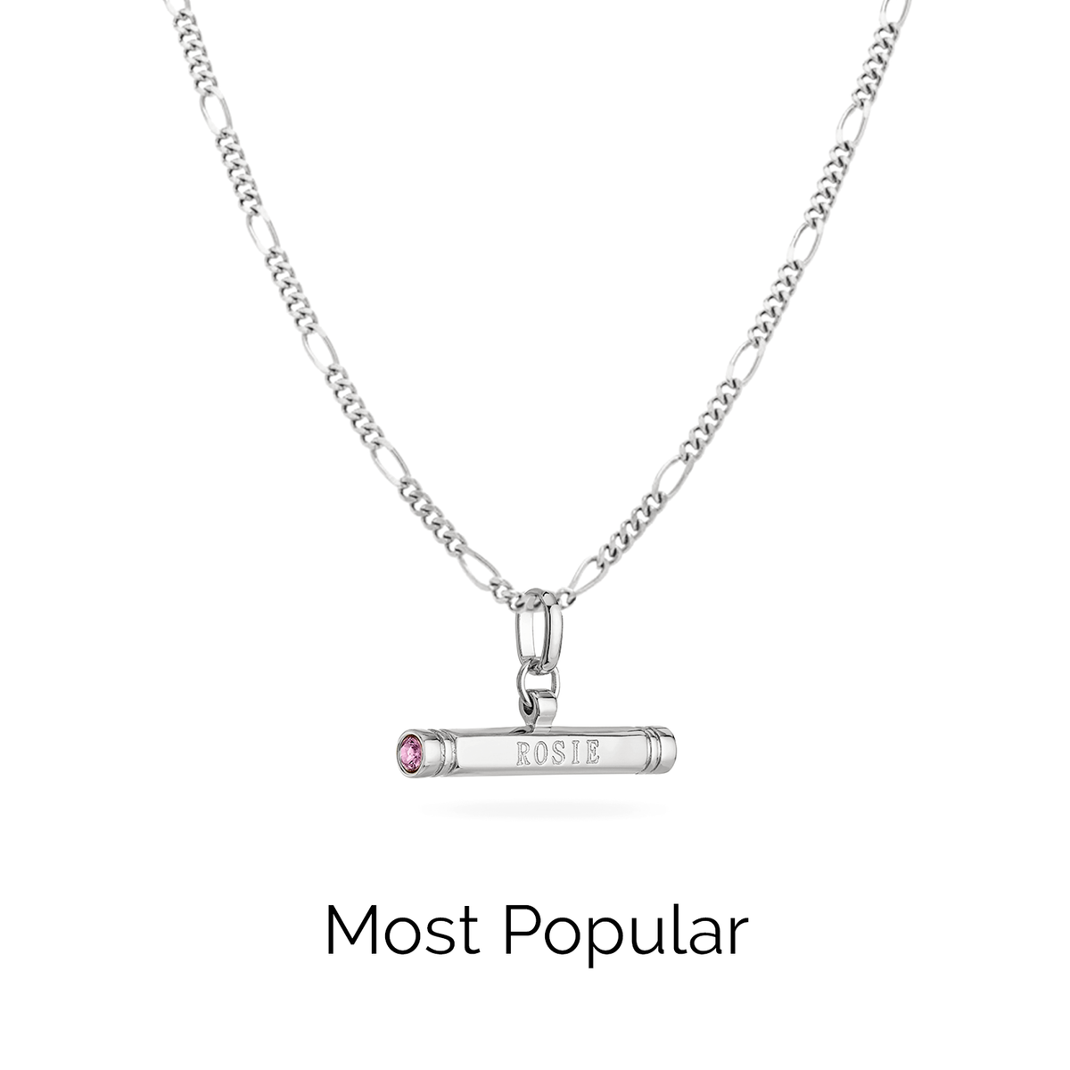 Custom Stamped T-Bar Necklace (Silver)