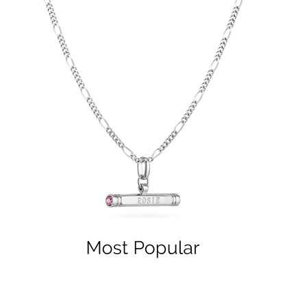 Custom Stamped T-Bar Necklace (Silver)