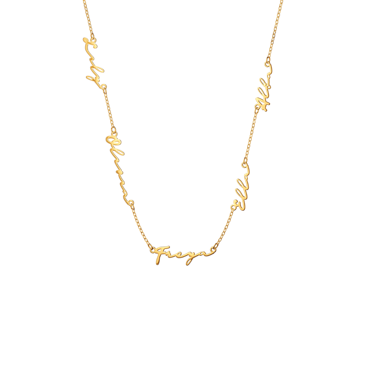Fine Multi Signature Name Necklace (Gold)