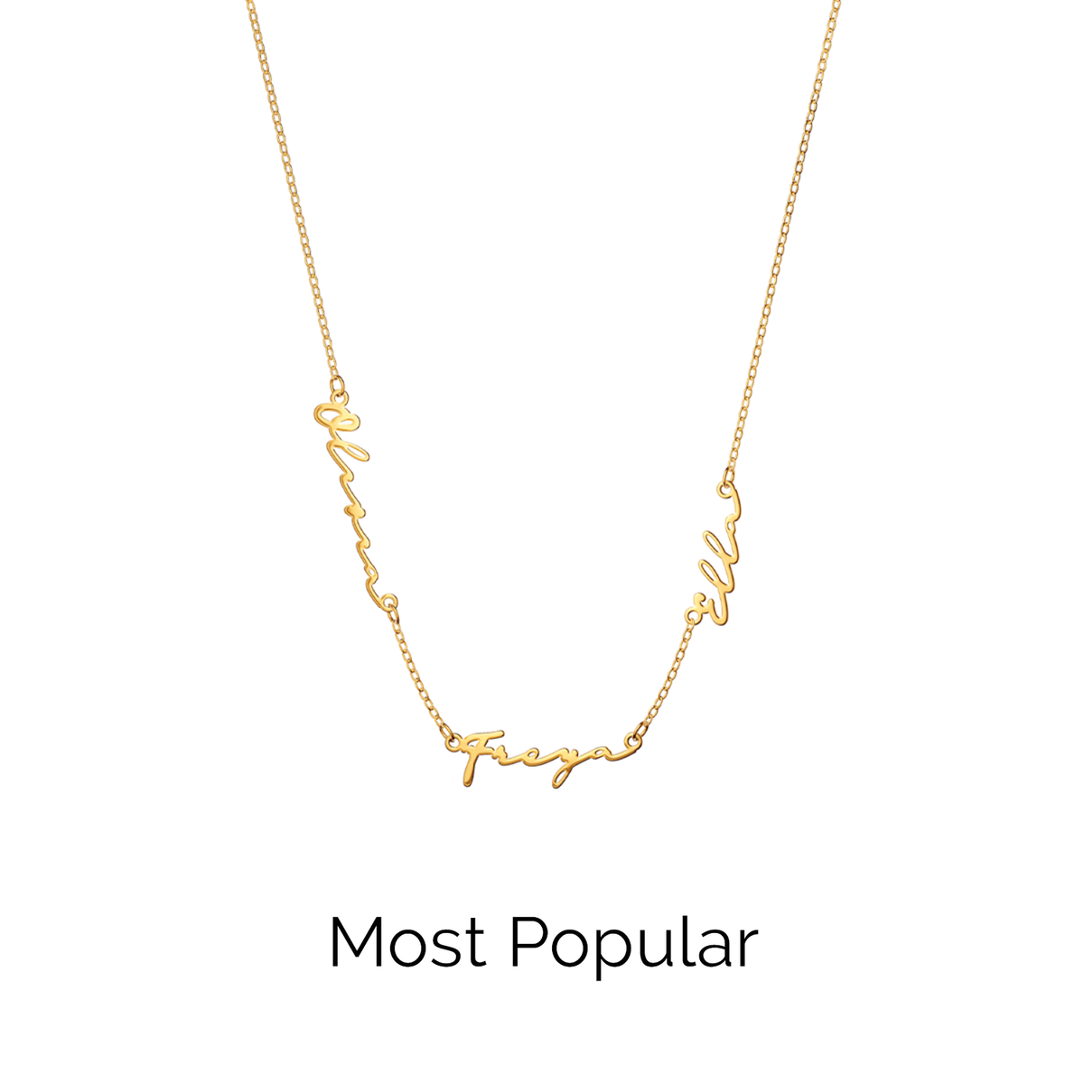 Multi Signature Name Necklace (Gold)