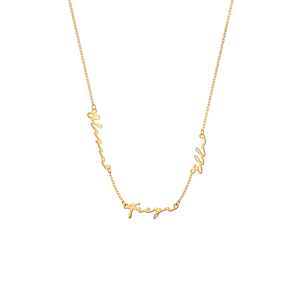 Multi Signature Name Necklace (Gold)