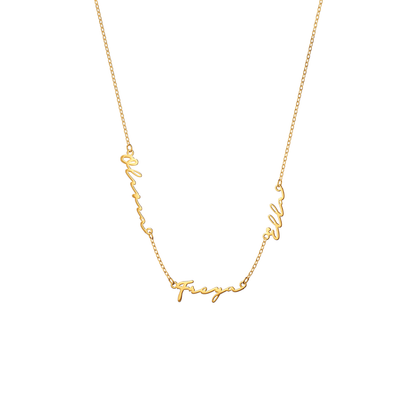 Multi Signature Name Necklace (Gold)