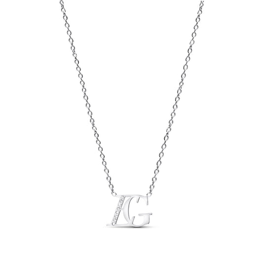 Double Initial Crystal Necklace (Silver)
