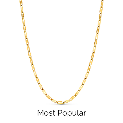 Layering Paperclip Diamond Cut Chain Necklace (Gold)