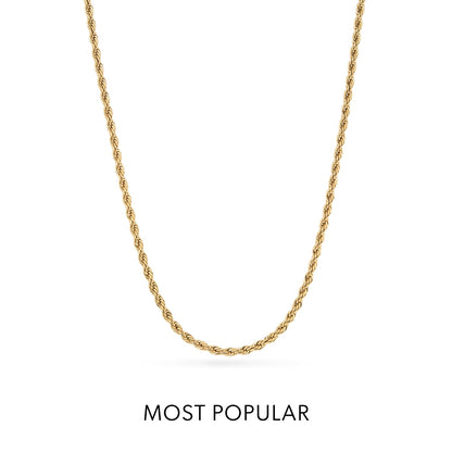 Small Rope Chain Necklace (Gold)