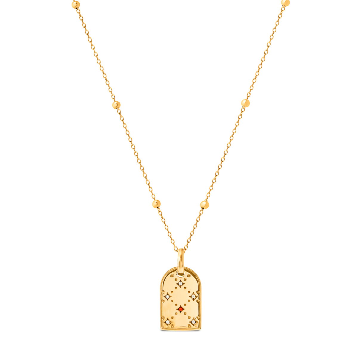 Mini Monogram Birthstone Tag Necklace (Gold)