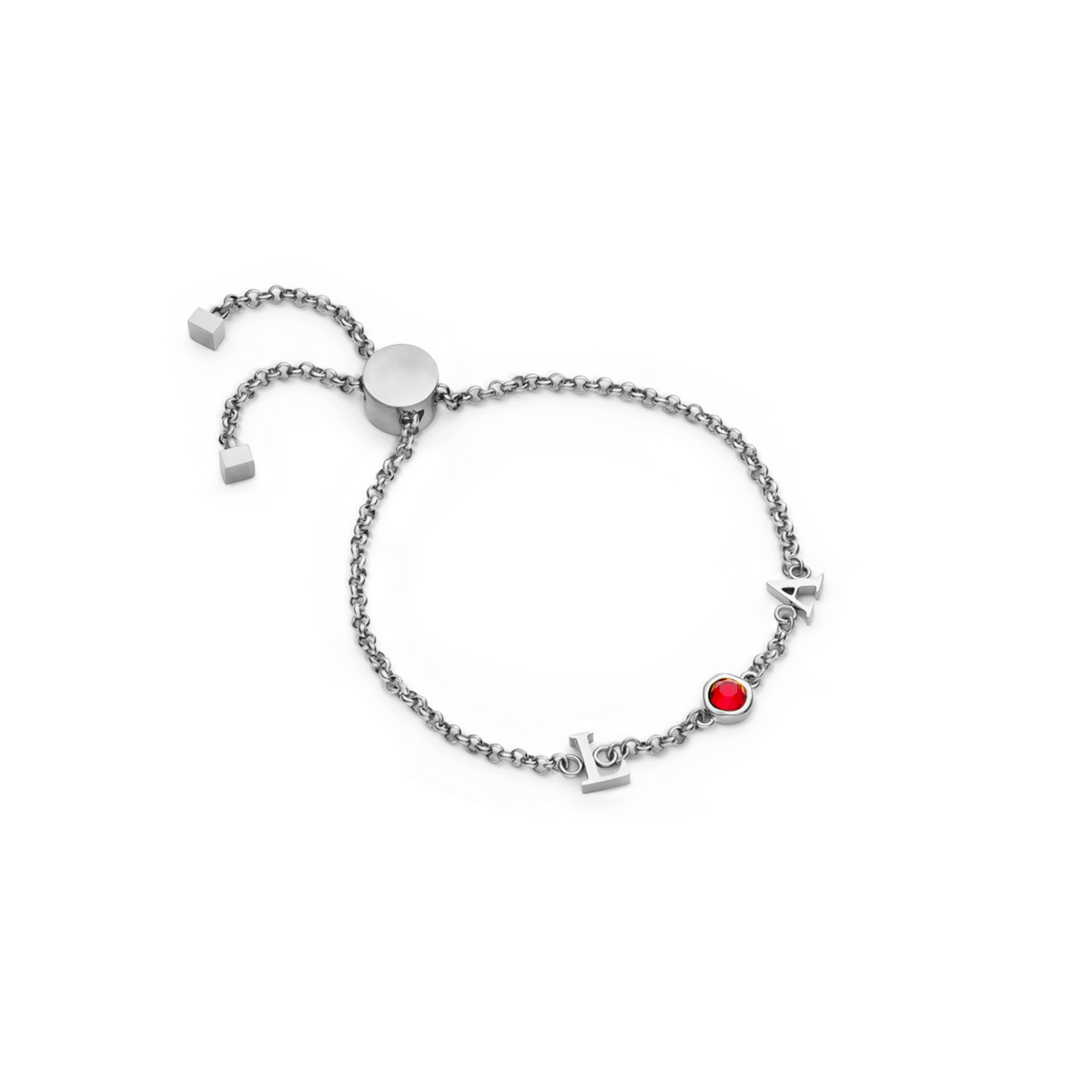 Made Mine Initials & Birthstone Bracelet (Silver)
