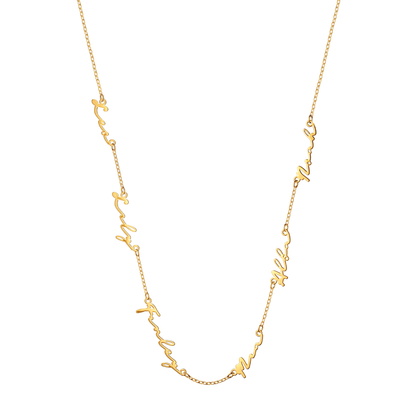 Multi Signature Name Necklace (Gold)