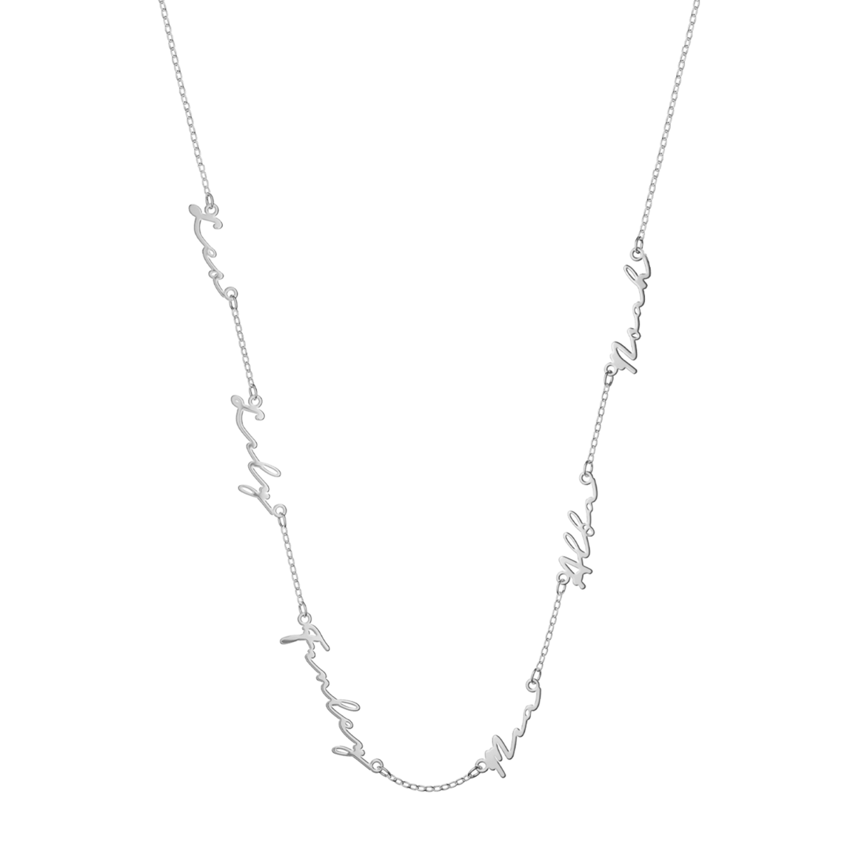 Multi Signature Name Necklace (Silver)