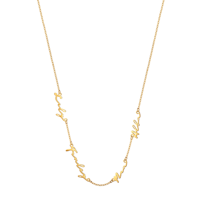 Multi Signature Name Necklace (Gold)
