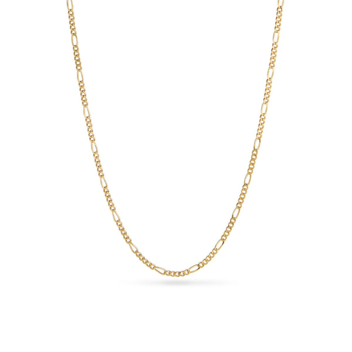 Small Figaro Chain Necklace (Gold) - 16 - 18 in