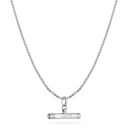 Custom Stamped T-Bar Necklace (Silver)