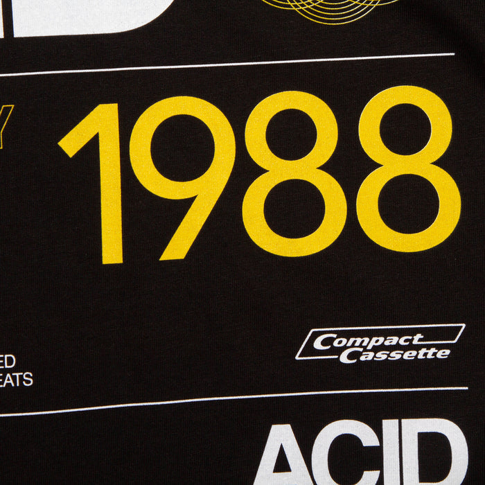 1988 Acid House Cassette Back Print - Tshirt - Black