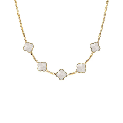 Pearl Clover Custom Name Necklace (Gold)