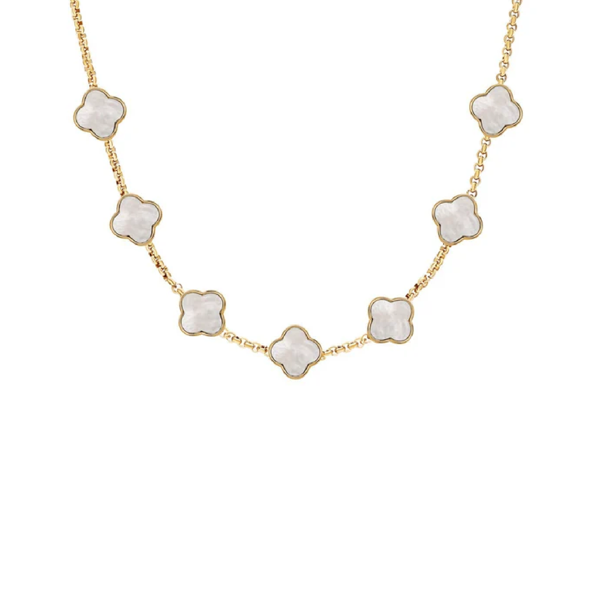 Pearl Clover Custom Name Necklace (Gold)