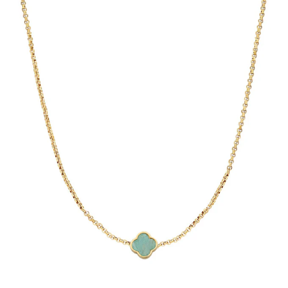 Amazonite Clover Custom Name Necklace (Gold)