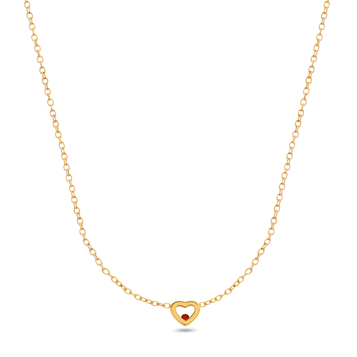Floating Birthstone Multi Heart Necklace (Gold)
