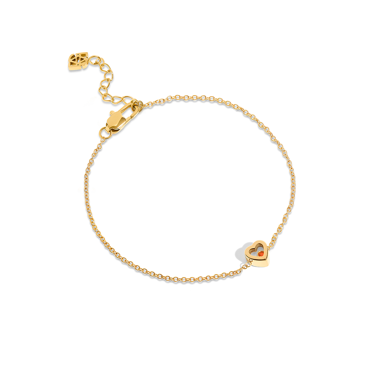 Floating Birthstone Multi Heart Bracelet (Gold)