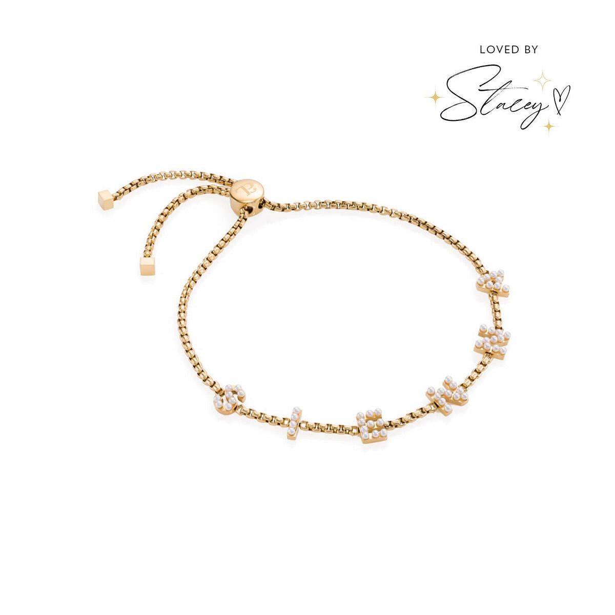 Pearl Custom Name Bracelet (Gold)