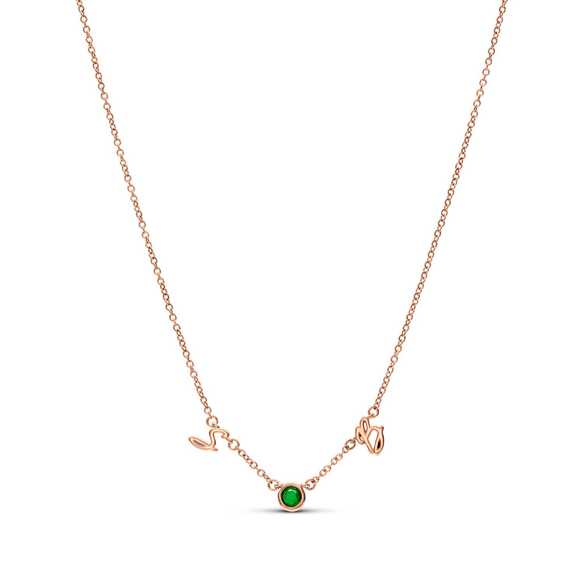 Made Mine Initials & Birthstone Necklace (Rose Gold)