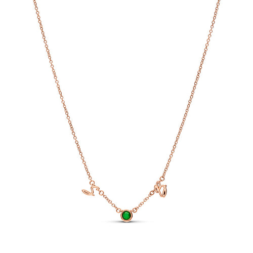 Made Mine Initials & Birthstone Necklace (Rose Gold)