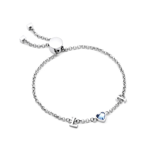 Made Mine Initials & Birthstone Bracelet (Silver)