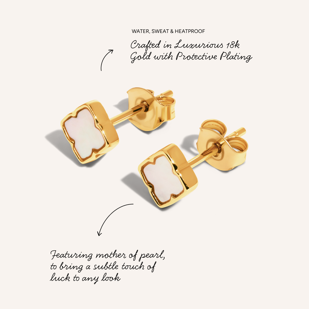 Fine Mini Pearl Clover Studs (Gold)