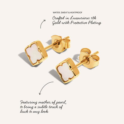 Fine Mini Pearl Clover Studs (Gold)