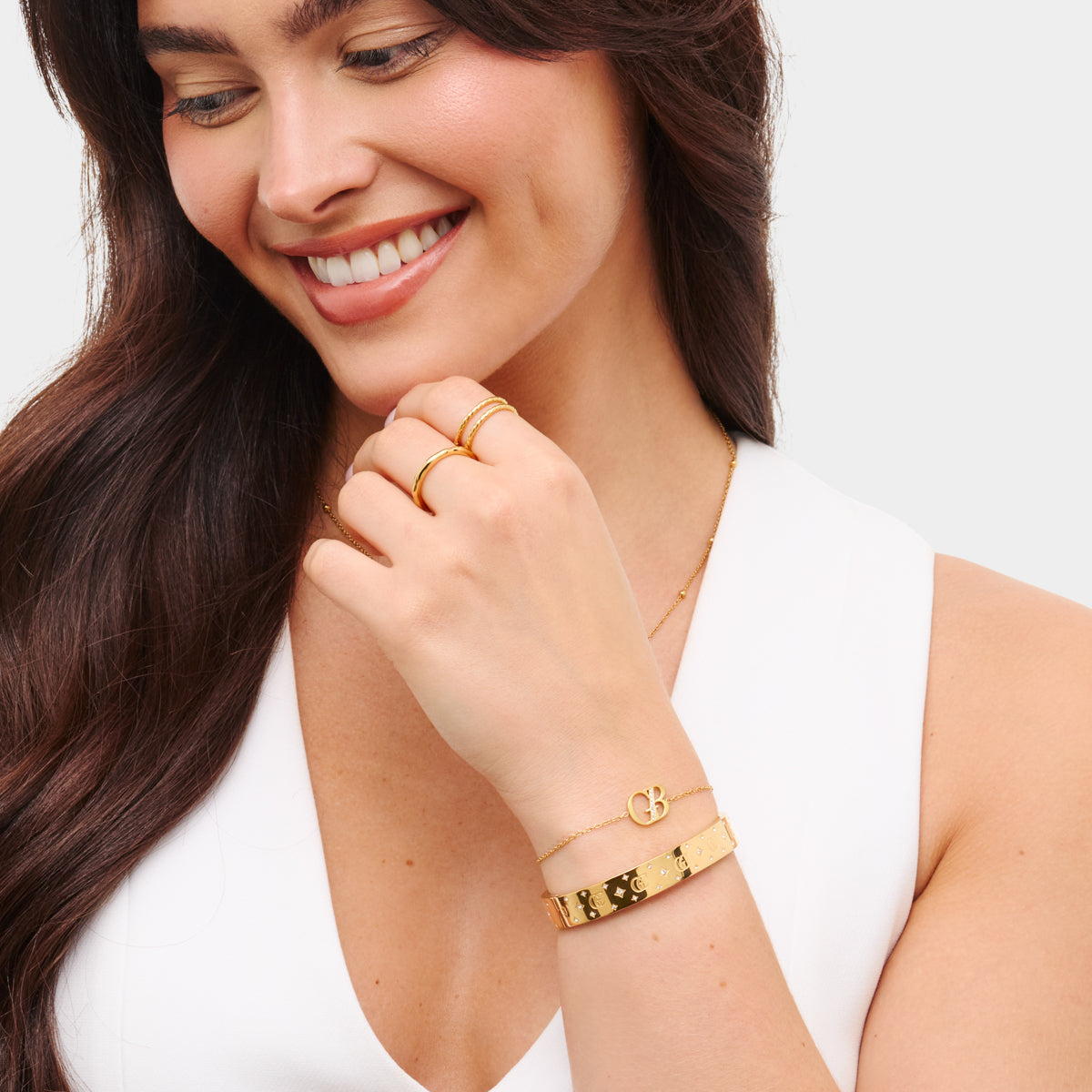 Own Way Monogram Bangle (Gold)