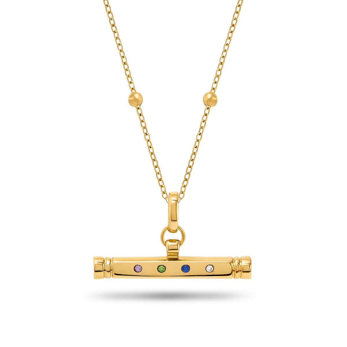 Confetti Birthstone T-bar Necklace (Gold)