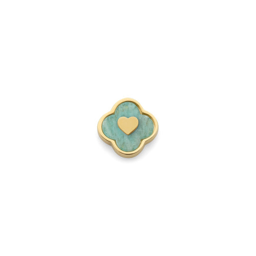 Amazonite Clover Charms (Gold) - Heart