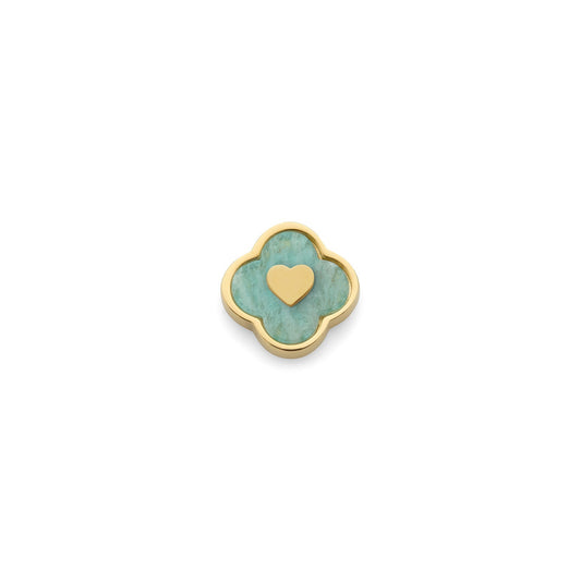 Amazonite Clover Charms (Gold) - Heart