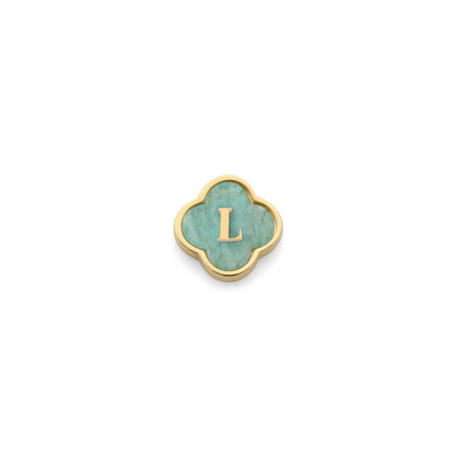 Amazonite Clover Charms (Gold) - Initials