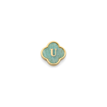 Amazonite Clover Charms (Gold) - Initials