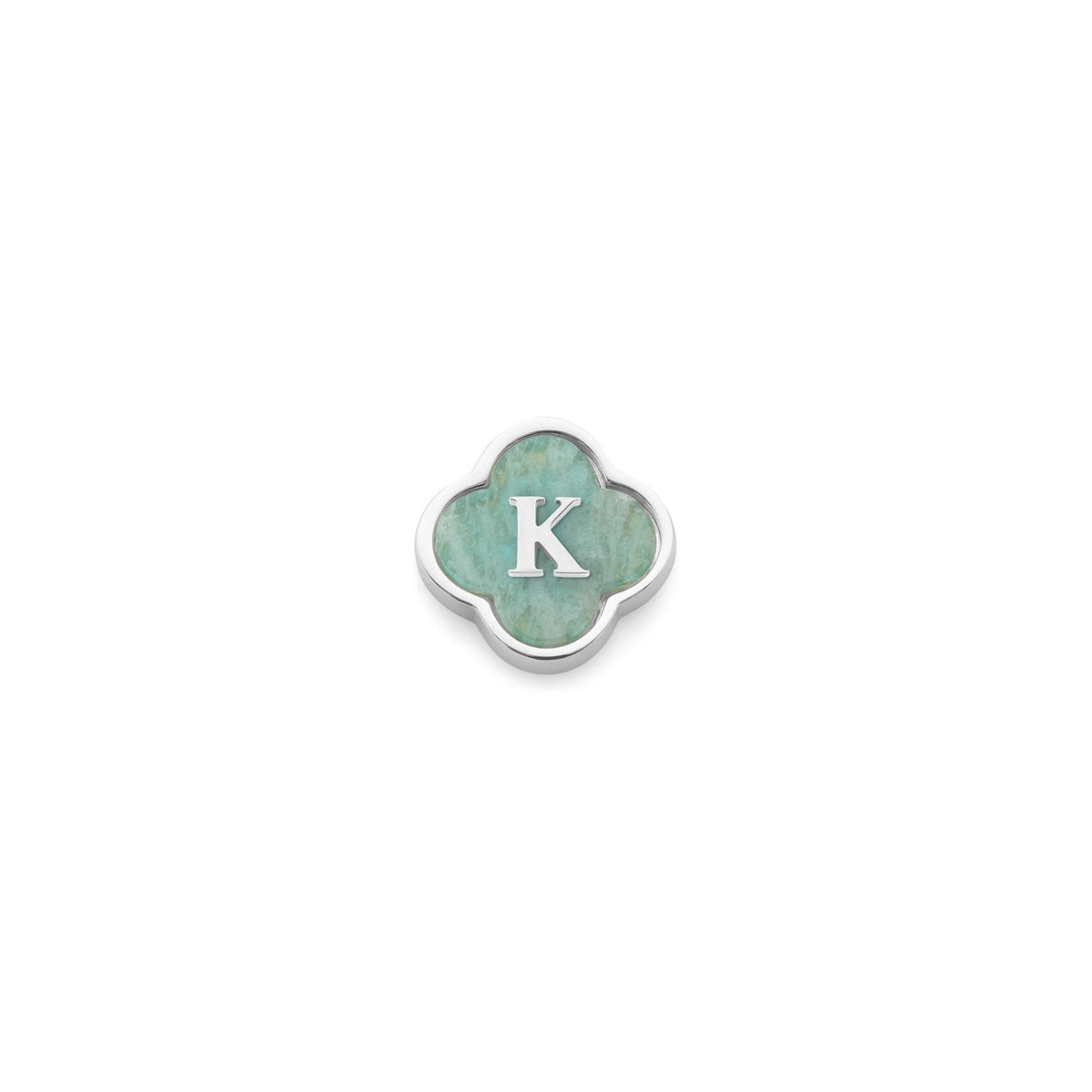 Amazonite Clover Charms (Silver) - Initials