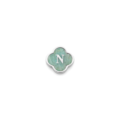 Amazonite Clover Charms (Silver) - Initials