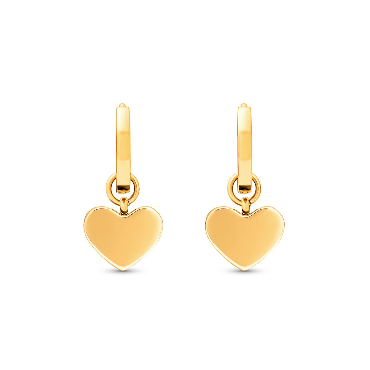 Green Quartz Heart Huggie Earrings (Gold)