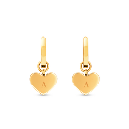 Mint Green Quartz Heart Huggie Earrings (Gold)
